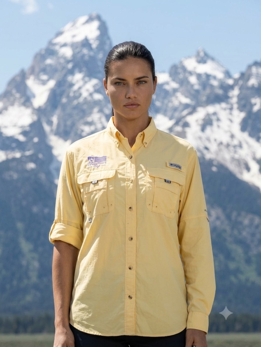 COLUMBIA Yellow Button-Front PFG Outdoor/ Fishing Shirt Size Large